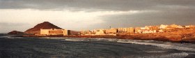 Blick vom Surfhotel aus auf die Cabezo-Bucht in El Medano